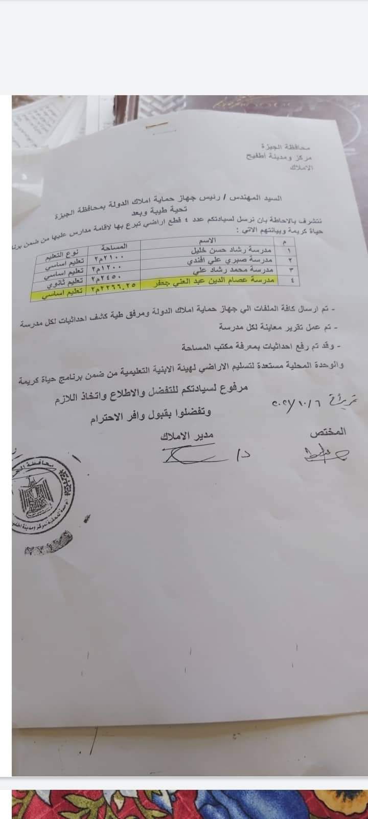 استغاثة لوزير الزراعة.. تبرعت بكل ما أملك لبناء مدرسة في أطفيح وننتظر موافقتكم منذ سنوات