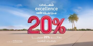 بنك saib يقدم أعلى شهادة ادخار بعائد سنوي ثابت 20% يصرف شهريًا