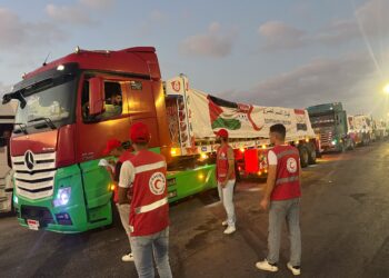 الهلال الأحمر المصري يرسل 80 ألف سلة غذائية إلى غزة عبر قافلة زاد العزة