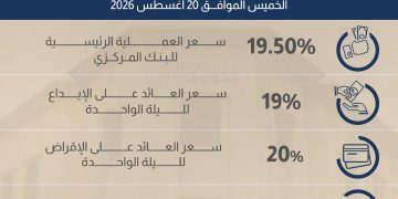 البنك المركزي يثبت أسعار الفائدة عند 19% للإيداع و20% للإقراض